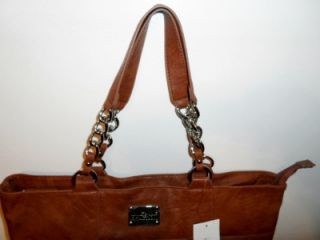 Kenneth Cole Command Chaining Tote Shoulder Bag Cognac New $109 Retail