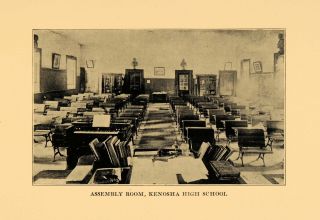 1931 Print Kenosha High School Wisconsin Education Room Original