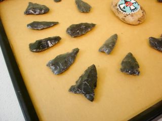 24 Genuine Native American Paiute Obsidian Arrowheads