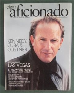 Kennedy Cuba Kevin Costner Cigar Aficionado Magazine December 2000 Las