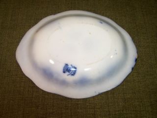 Antique Flow Blue Platter Keswick Wood Son Semi Porcelain England