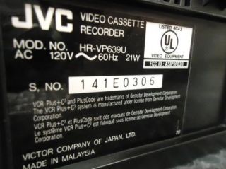 JVC HR VP639U VCR Hi Fi AV Compulink