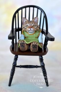 Gina, Original One of a kind Dollhouse sized Tabby Maine Coon Cat by