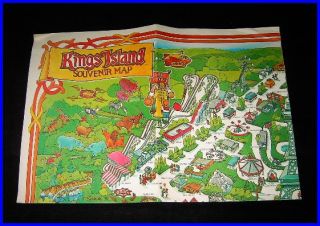 Vintage Large 1982 Souvenir Map Kings Island AP Ohio