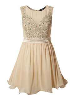 Little Mistress Fit and Flare applique detail Cream   House of Fraser