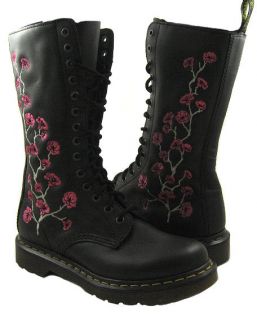 New Dr Martens Womens Kiele Black Flower Boots US 8
