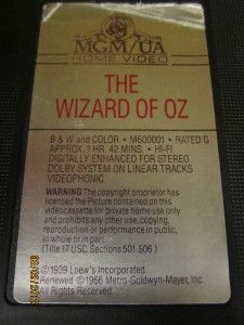 Wizard of oz RARE Red Cover VHS Greatest Fantasy Film of All Time