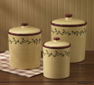Thistleberry Creamy Yellow Ceramic Country Kitchen Storage Canisters