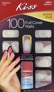Kiss Glue on 100 Nails Active Oval Nail Kit 100PS13