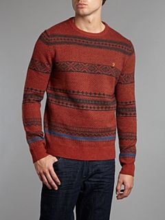 Farah Crew neck winston pattern knitwear Brown   