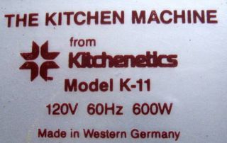 Kitchenetics Gourmet Champ Kitchen Machine K 11 Mixer Breadmaker