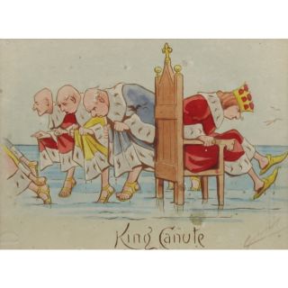 Cynicus King Canute Watercolour Illustration Painting X