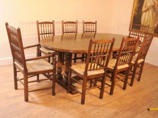 Oak Kitchen Refectory Table Dining Set Spindleback Chairs