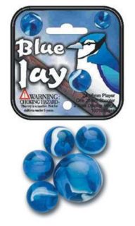 Mega Marble 24 Collectible Marbles 1 Shooter Net Bag Blue Jay