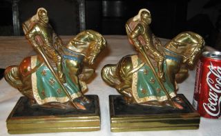 Knight War Horse Sword Art Statue Sculpture Bookends Mint