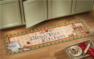 Bless This Kitchen Christmas Gingerbread Runner Rug