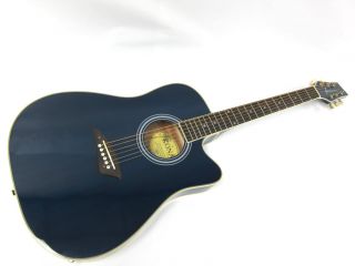 Kona K2 Series Thin Body Electric/Acoustic Guitar   Transparant Blue
