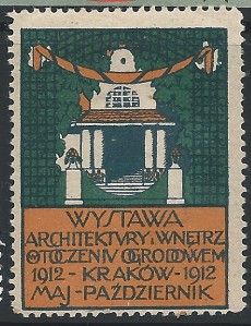 Poland Poster Stamp 1912 Wystawa Architektury Krakow