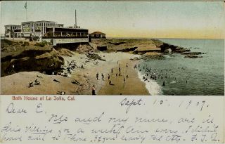 1907 La Jolla CA Cafe Bath House Signs San Diego