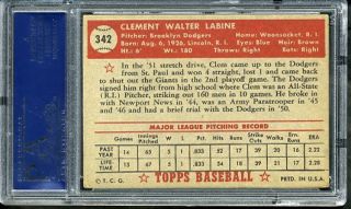 Baseball HIGH # #342 Clem Labine, Brooklyn Dodgers, PSA 4 centered