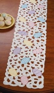 Pastel Colored Lacey Spring Easter Eggs Decorative Table Runner New