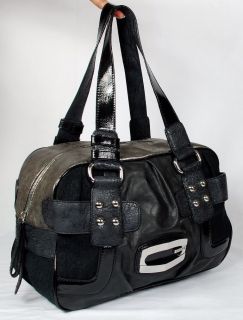 New Guess Kym Womens Black Box Satchel Shoulder Bag Handbag