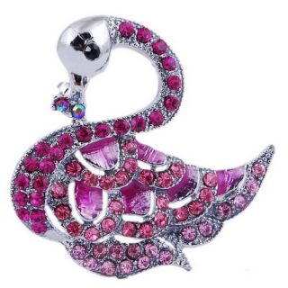 Unique Swan Pretty Alloy Gift Ladies Brooch Pin Crystal Rhinestone