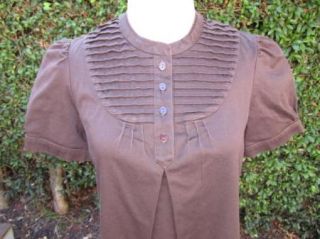 Adorable Chocolate Brown Pintuck A Line Shift Shirt Dress Oscar de La