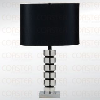 Modern Clear & Black Crystal Base Table Lamp with Black Shade