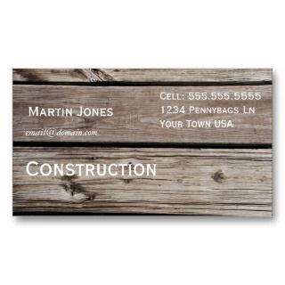 Construction Contractor Business Card Wood Grain