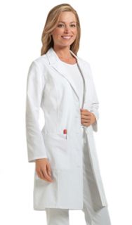 This womens consultation lab coat from Cherokee has a classic notched