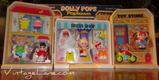 Knickerbocker 3 Vintage Dolly Pops Dolls Box Outfits Poptown Complete