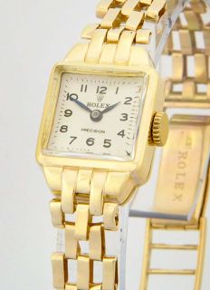 Mint Vintage Ladies Rolex Precision 9KT Gold w Watch