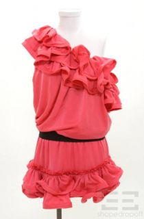 Lanvin for H M Pink Ruffle Belted Dress Size 4
