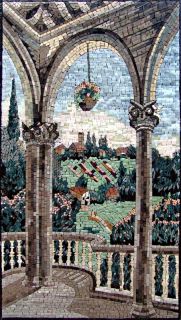 Landscape Marble Mosaic Art Tiles Stone Mural
