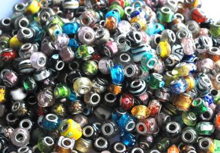 Lots Various Charms Murano Glass Lampwork Beads Spacer Big Hole