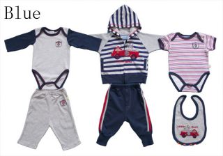 Cute New Cotton Clothes 6 Piece Suit for Baby Toddler Boys and Girls 3