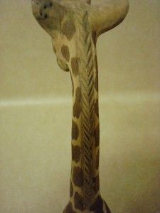 Giraffe Statue Hand Carved Wooden Figurine Art