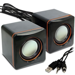 USB Powered 3 5mm Stereo Speakers Laptop Mobile iPod  Mac PC