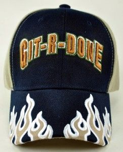 New Git R DONE Larry The Cable Guy Flame Cap Hat Navy