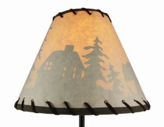 Bear Family Table Lamp w Forest Print Shade Nature