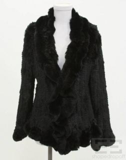 Andrienne Landau Black Rabbit Fur Jacket Size Large
