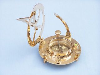 Brass Round Sundial Compass 6 Vintage Compasses Nautical Theme Decor