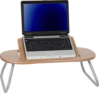 NEW! TOP ANGLE ADJUSTABLE LAPTOP COMPUTER BED STAND TABLE DARK NATURAL