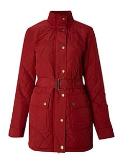 Lauren by Ralph Lauren Jess belted jacket with rib collar Red   