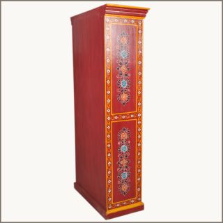 Sierra Red Floral Hand Painted 2 Door Clothes Wardrobe Armoire Cabinet