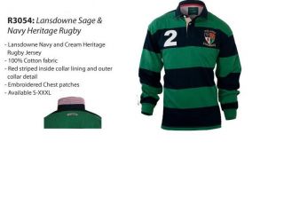 Lansdowne Irish Sage and Navy Heritage Rugby Shirt