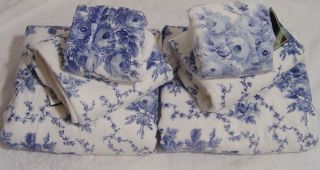 New Laura Ashley Sohpia Blue Rose Bath Towel Sets 6pc