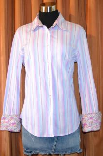 Robert Graham Long Sleeve Purple Pink Blue Button Down Stripe Shirt