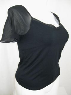 NWOT Ralph Lauren Size 2X Flutter Sleeve Crop Top w/Shelf Bra in Black